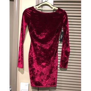 Velvet long sleeve bodycon dress